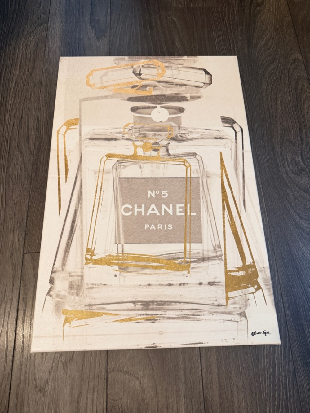 LIKE NEW Oliver Gal CHANEL Canvas Wall Art Print - White, Gold & Gray - 24 x 16